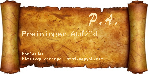 Preininger Atád névjegykártya